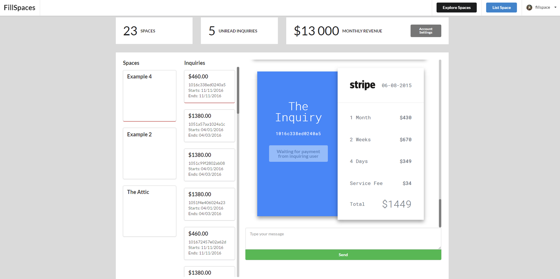 Screenshot of Fillspaces Software